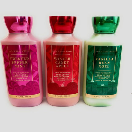Bath and Body Works Holiday Traditions Juego de Regalo de 3 Lociones Corporales de Tamaño Completo de Navidad: Vanilla Bean Noel, Winter Aprox.