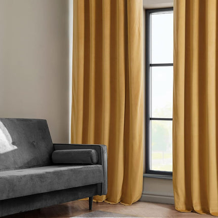 HPD Half Price Drapes Heritage Plush Velvet Curtains 108 Inches Long Room Darkening Curtains for Bedroom & Living Room 50W x 108L, (1 Panel), Aztec Gold