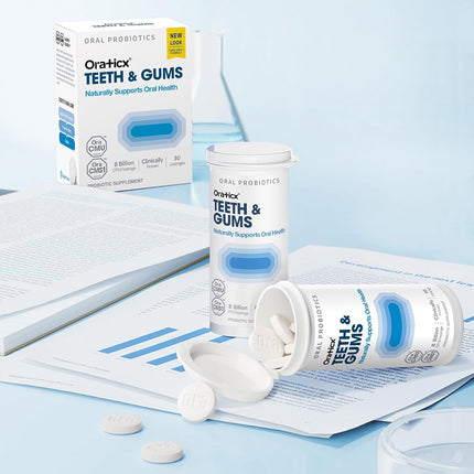 OraTicx Probiotique Dentaire Dents & Gencives, Soutient Naturellement la Santé Bucco-dentaire et l'Immunité, Supplément Probiotique Oral 8 Milliards d'UFC, Saveur Raisin 30 Pastilles 1 Unité
