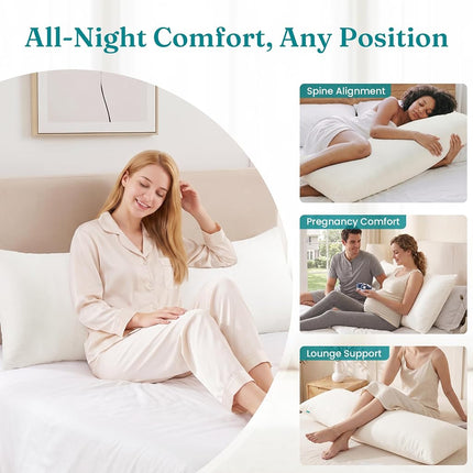 Oubonun Adjustable Long Body Pillow for Adults, Firm Full Body Support 4ft6