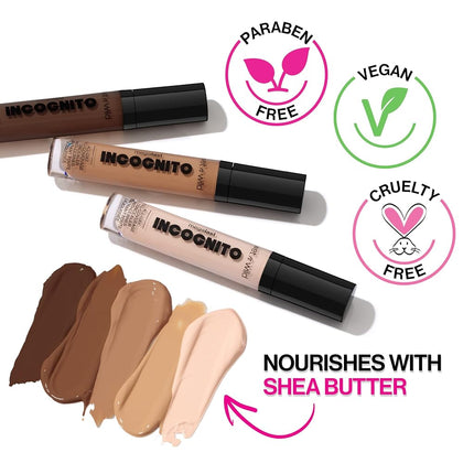 wet n wild, Megalast Incognito Full-Coverage Concealer, Seamless and Richly Pigmented, Buidable Medium-to-Full Coverage, Matte Finish, Nourishing and Hydrating Formula, with Shea Butter, Fair