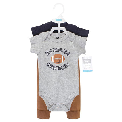 Hudson Baby Conjunto de Bodysuit y Pantalón de Algodón Unisex, Fútbol Huddles Manga Corta, 18-24 Meses