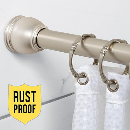 Zenna Home NeverRust Adjustable Tension Rustproof Shower Curtain Rod, Fits, 26-76 Inches, Brushed Nickel