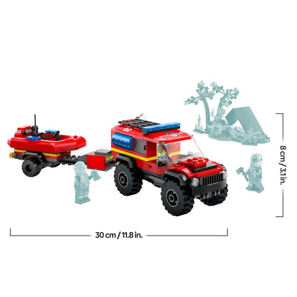 LEGO City 4x4 Fire Engine with Rescue Boat Building Toys for 5 Plus Year Old Boys & Girls, Imaginative Play Set Includes a Dinghy, Trailer, Tent, Camper and 2 Firefighter Minifigures, Gift Idea 60412