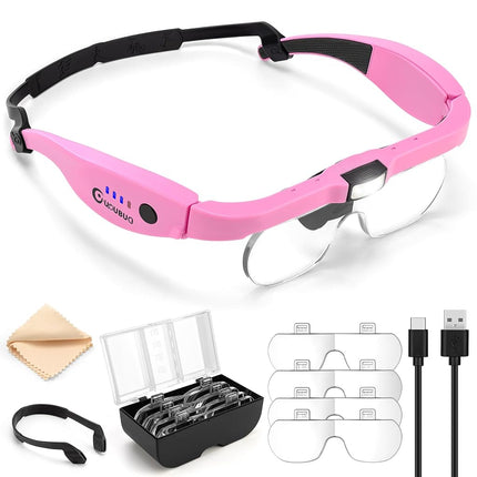 GUOUBUO Magnifying Glass with Light, 1.5X-5.0X Mag