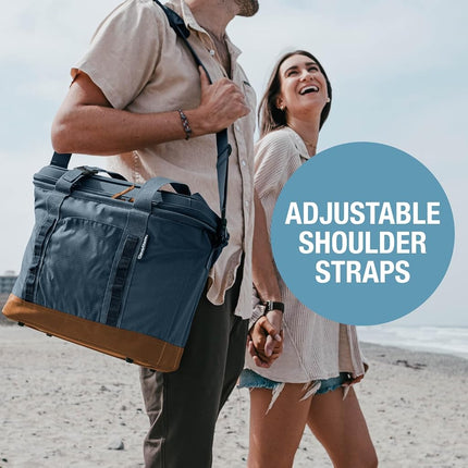 CleverMade Collapsible Cooler Bag, 50 Can Beach & Travel Car Cooler, Folding Soft Cooler, Shoulder Strap, Bottle Opener, Great Car Coolers for Travel, Cleans Easy, Leak Proof Cooler Bag [Ocean]