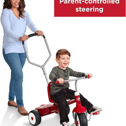 Kids Bike, Toddler Bike, Toddler Toys, Kids Toys for Ages 2-4, Radio Flyer Deluxe Steer & Stroll Tricycle, Trike for Ages 2-5, Red