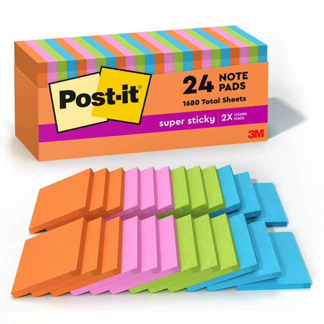 Post-it Super Sticky Notes, 3 in x 3 in, Rio de Ja
