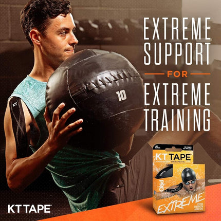KT TAPE PRO Extreme Elastic Kinesiology Therapeutic Tape, 20 Precut 10 Inch Strips, Black