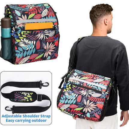 ZHCHG Wheelchair Bags, Wheelchair Backpack with Cup Holder, Wheelchair Bags to Hang on Back, Electric Wheel Chair Accessories, Large Storage Bag for Walker Rollator, Blue Red-leaves, Large, Tie-dyeing