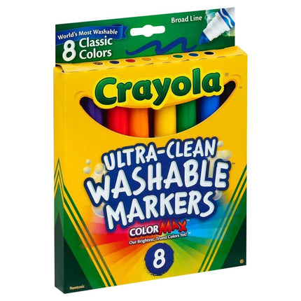 Crayola Washable Markers, Broad Point, Classic Colors, 8/Pack (58-7808) by Crayola