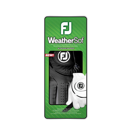 FootJoy WeatherSof Men's Golf Glove, Black, Size M/L, Worn on Left Hand