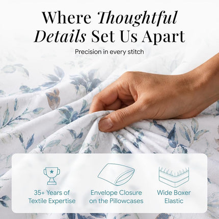 Tribeca Living VERN4PSSQUBL Extra Deep Pocket Sheet Set, Queen, Vernazza Blue/Multi