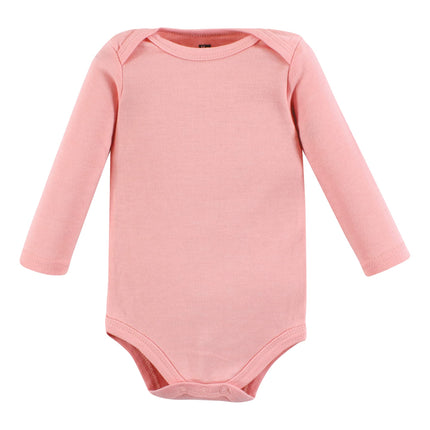 Hudson Baby baby-girls Cotton Long-sleeve Bodysuits, Cinnamon Pink Prints, Preemie