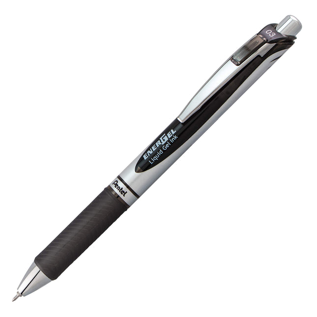Bolígrafo de Gel Líquido Retráctil Pentel EnerGel RTX, Punta de Aguja (0.3mm), Línea Extra Fina, Tinta Surtida, Paquete de 3 (BLN73BP3M)