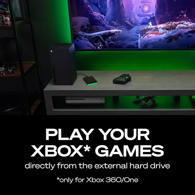 Seagate Game Drive for Xbox 5TB External Hard Drive Portable HDD - USB 3.2 Gen 1, Black with Built-in Green LED bar, Xbox Certified, 3 Year Rescue Services (STKX5000403)