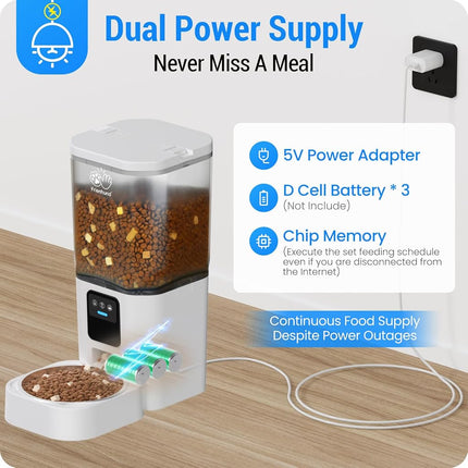 Frienhund Automatic Cat Feeder with 2K HD Camera: 5G WiFi Automatic Dog Feeder with Sealed Outlet
