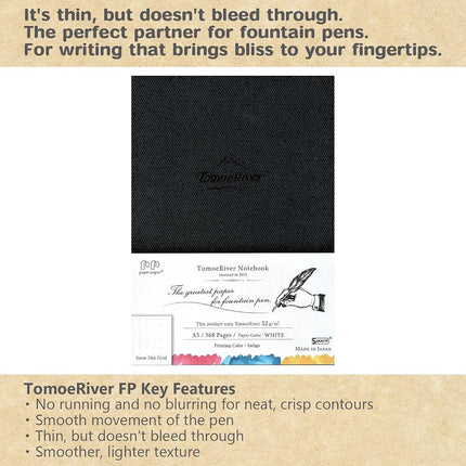 SAKAE Technical Paper, Sakae Technical Paper, Hardcover Notebook, A5, Tomoe River FP, 2.8 oz (52 g), White 368P, 0.2 inch (5 mm) Dot, SR-A5DBW