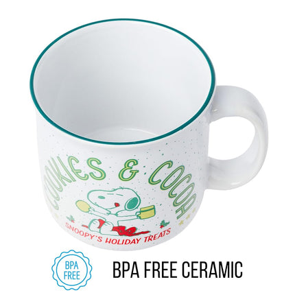 Silver Buffalo Peanuts Snoopy Cookies and Cocoa Ceramic Camper Mug, 20 Ounces