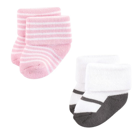 Hudson Baby Calcetines de Felpa y Algodón para Recién Nacida y Bebé Niña, Diseño Oso Niña, Paquete de 12, 6-12 Meses