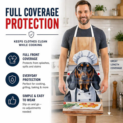 Caroline's Treasures Black and Tan Coonhound The Chef Apron Cooking Kitchen Server Baking Crafts Gardening for Adult Women Men, Unisex, Large, Multicolor