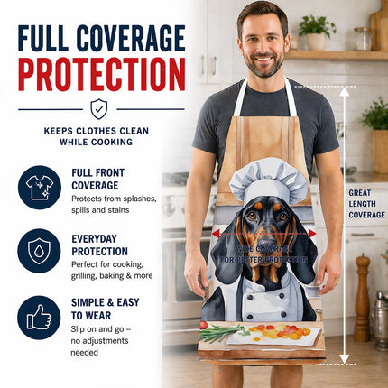 Caroline's Treasures Black and Tan Coonhound The Chef Apron Cooking Kitchen Server Baking Crafts Gardening for Adult Women Men, Unisex, Large, Multicolor