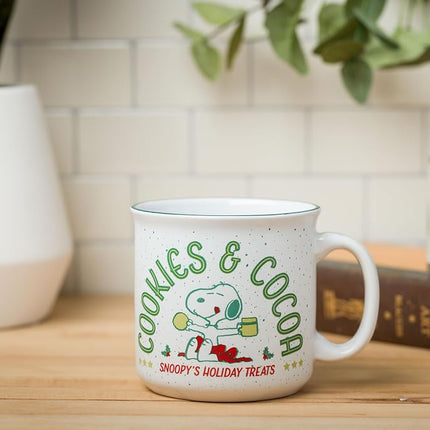 Silver Buffalo Peanuts Snoopy Cookies and Cocoa Ceramic Camper Mug, 20 Ounces