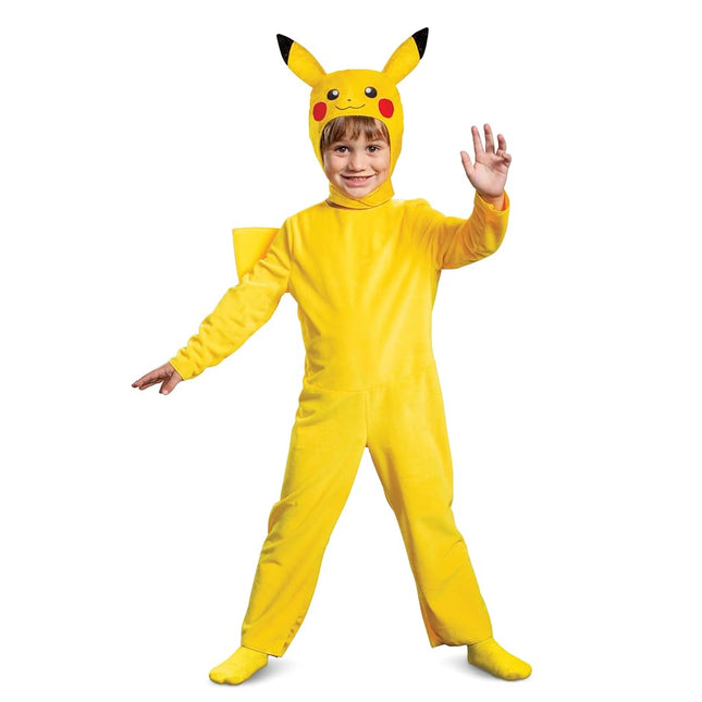 Disguise Pokémon Pikachu Jumpsuit Fancy Dress for Toddlers, Official Pokémon Licensed Deluxe Unisex Fancy Dress, with Fabric Hood and Attached Tail, 4-6 years