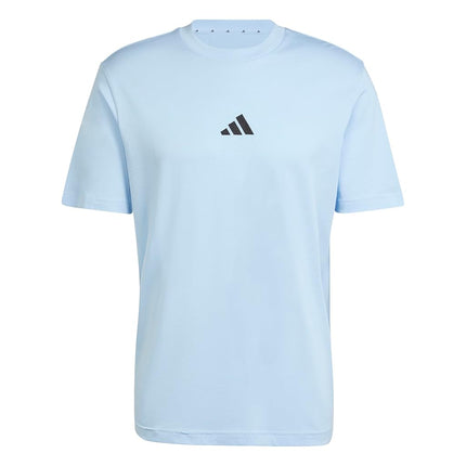 Adidas Mens Essentials Small Logo Single Jersey T-Shirt, Blue/Black, XX-S