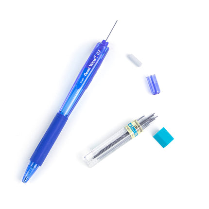 Lápiz mecánico Pentel Wow de 0.7mm con cuerpo azul, caja de 12 (AL407C)