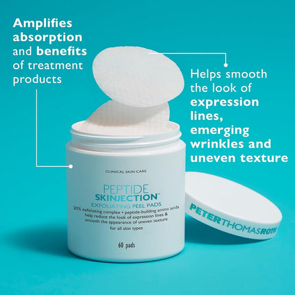 Peptide Skinjection Exfoliating Peel Pads - All Skin Types by Peter Thomas Roth for Unisex - 60 Pc Pads