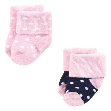 Luvable Friends Baby, Navy Mary Janes, Unisex Newborn Terry Socks, 0-6 Months, (Pack of 12)