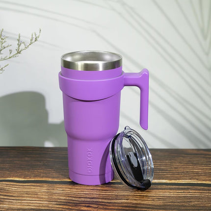 BJPKPK Tumbler with Handle 40 oz Stainless Steel Tumbler with Lid and Straw Insulated Coffee Cups,Lavender