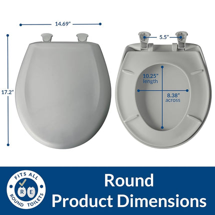Bemis 7B200SLOWT 364 Toilet Seat Will Slow Close, Never Loosen and Easily Remove, Round, Plastic, Colonial Blue