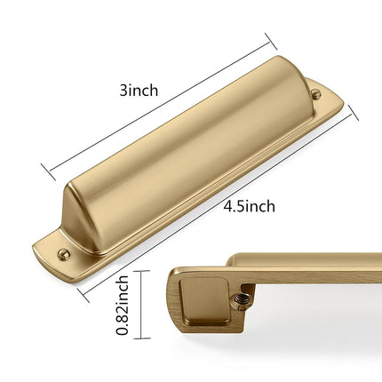 CABDM Pack of 10 Brass Bowl Handles, 76 mm (3 inches), Centre to Centre Drawer Handles, Brushed Brass Cupboard Cupboard Handles, Kitchen Cabinet Hardware, Brushed Gold Cabinet Handles, Bowl Handles