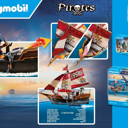 Playmobil 71418 Pirates: Small Pirate Vessel, exciting adventures on the high seas, complete with extensive accessories, fun imaginative role-play, playsets suitable for children ages 4+