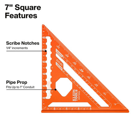 Klein Tools 93547SQVP Trim and Rafter Square Kit, 2-Piece, 4-1/2 and 7-Inch, Carpenter Square Set with Preset Angle Guide, Measuring Tools with Dual Reference Base for Carpentry