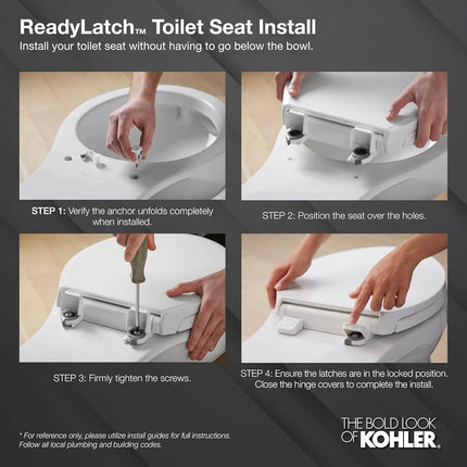 KOHLER 57777-WCF-0 K-57777-WCF-o Cymbal Readylatch Quiet-Close Toilet seat, Elongated, White
