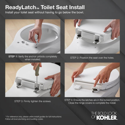 KOHLER 57777-WCF-0 K-57777-WCF-o Cymbal Readylatch Quiet-Close Toilet seat, Elongated, White