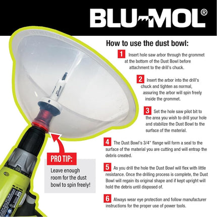 Disston E0215000 Blu-Mol RemGrit Collapsible Hole Saw Accessories Dust Bowl, for Installing Recessed Lights and Works With All Hole Saws