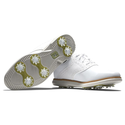 FootJoy Women's Traditions Golf Shoe, White/White, 6.5