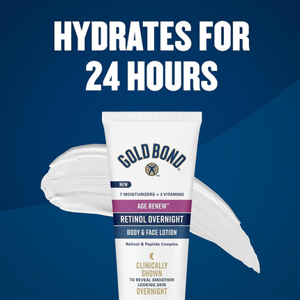 Gold Bond Age Renew Retinol Overnight Body & Face Lotion, with Retinol & Peptide Complex, 7 oz.