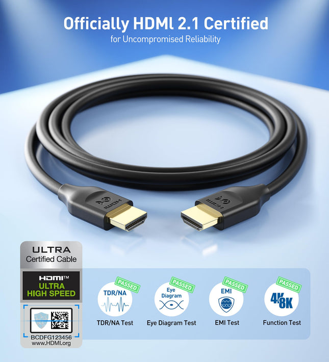 [Certificado HDMI de ultra alta velocidad] Cable HDMI 8K de 48 Gbps de Cable Matters, 1 m, con soporte para 8K@120Hz, 4K@240Hz y HDR para PS5, Xbox Series X/S, RTX3080/3090, RX 6800/6900, Apple TV y más