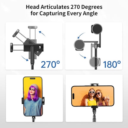 ATUMTEK Bluetooth Selfie Stick Tripod, Mini Extendable 3 in 1 Aluminum Selfie Stick with Wireless Remote and Tripod Stand 270 Rotation for iPhone 11/11 Pro/XS Max/XS/XR/X/8/7, Samsung and Smartphone
