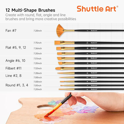 Shuttle Art 36 Colours Acrylic Paints, 2oz/60ml Bottles, Rich Pigmented