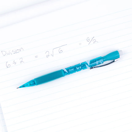 Crayon porte-mine Pentel Icy, 0,7 mm, corps bleu sarcelle teinté, boîte de 12 (AL27TS)