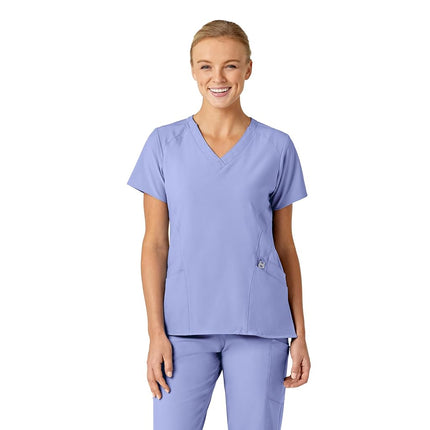 WonderWink 6155ACEILXL W123 Women's Stylized V-Neck Top, Ceil Blue, Standard-XL Size