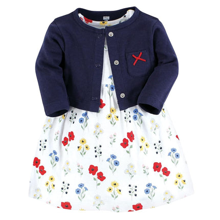 Ensemble Robe et Cardigan en Coton pour Bébé Fille Hudson Baby, Wildflower, 2T