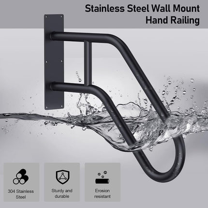 Handrails for Outdoor Steps ，22.8" Stair Railing Indoor1-3 Step, U-Shaped Safety Handrails for Kids, Elderly, Pregnant Women, Disabled (2 Pack U-Shaped Safety Handrails)