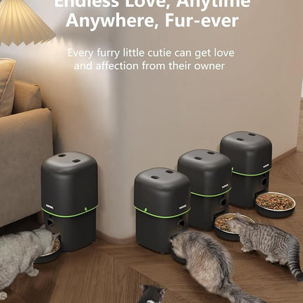 Yuposl Automatic Cat Feeder with Camera, 2L Automatic Cat Feeder, 5G WiFi APP Control, 1080P HD Video Night Vision, 1-16 Meals, 1-99 Portions, Desiccant to Keep Dry Food Fresh